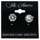 Mi Amore Cubic Zirconia Set of 3 Stud-Earrings Silver-Tone