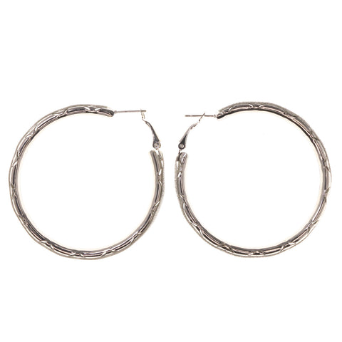 Glitter  Sparkle Hoop-Earrings Silver-Tone Color  #5160