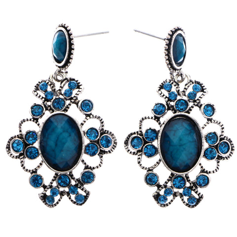 Mi Amore Drop-Dangle-Earrings Blue/Silver-Tone