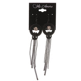 Black & Silver-Tone Colored Metal Dangle-Earrings With tassel Accents #4981
