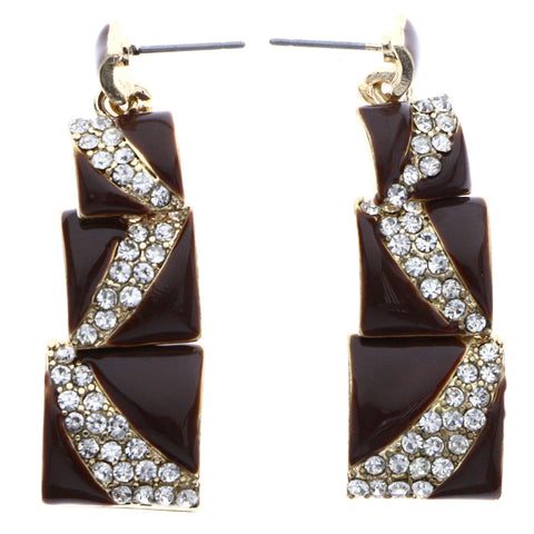 Mi Amore Drop-Dangle-Earrings Brown/Silver-Tone