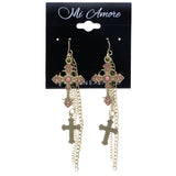 Mi Amore Cross Dangle-Earrings Gold-Tone/Pink