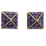 Mi Amore Antiqued Stud-Earrings Purple/Gold-Tone