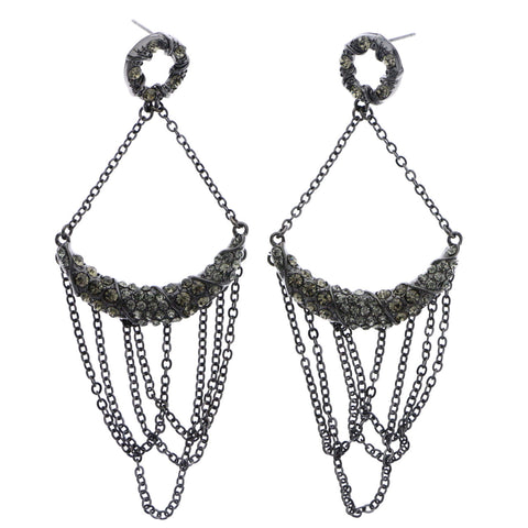 Mi Amore Drop-Dangle-Earrings Black/Silver-Tone
