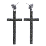 Mi Amore Cross Drop-Dangle-Earrings Silver-Tone/Black