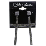 Mi Amore Cross Drop-Dangle-Earrings Silver-Tone/Black