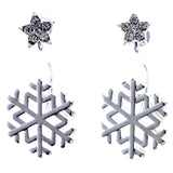 Mi Amore Winter Snowflake Star Drop-Dangle-Earrings Silver-Tone