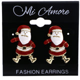 Mi Amore Dancing Santa Drop-Dangle-Earrings Red/White