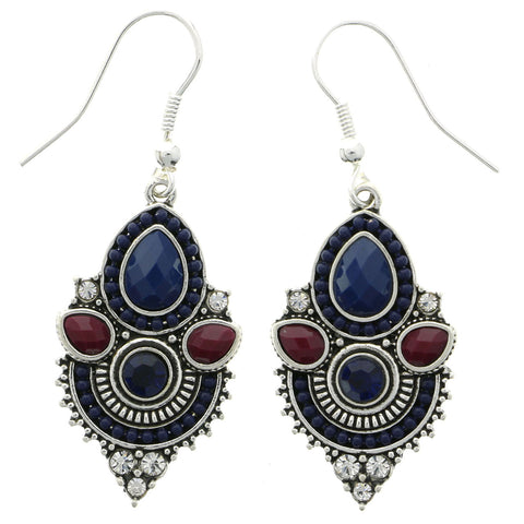 Mi Amore Dangle-Earrings Silver-Tone/Blue