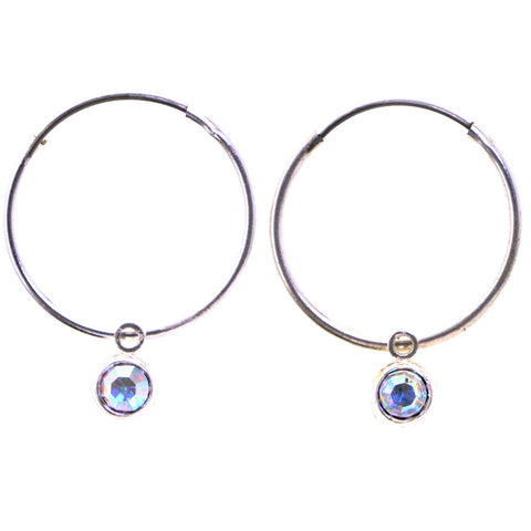 Mi Amore AB Finish Hoop-Earrings Silver-Tone