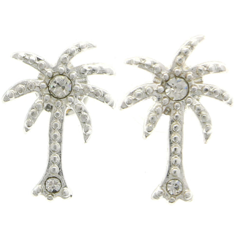 Mi Amore Palm Tree Stud-Earrings Silver-Tone