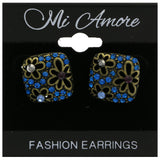 Mi Amore Flower Cut-Out Design Post-Earrings Bronze-Tone/Blue