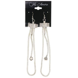 Silver-Tone Metal Dangle-Earrings With Crystal Accents #4849