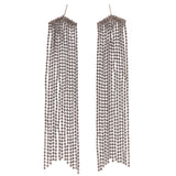 Silver-Tone Metal Drop-Dangle-Earrings With tassel Accents #4959