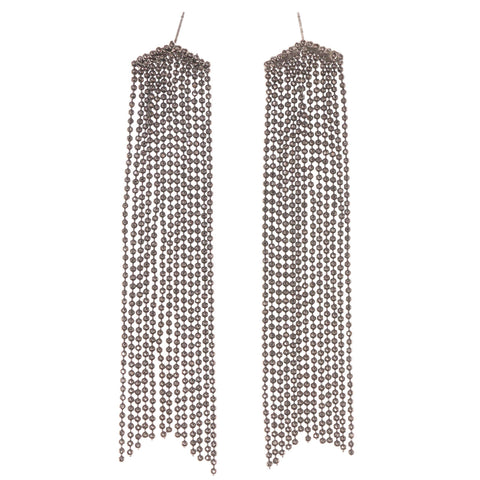 Silver-Tone Metal Drop-Dangle-Earrings With tassel Accents #4959