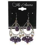 Silver-Tone & Multi Colored Metal Dangle-Earrings With Bead Accents #4995