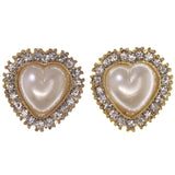 Heart Stud-Earrings With Crystal Accents White & Gold-Tone Colored #4996