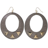 Spike Snake Skin Dangle-Earrings Gold-Tone & White Colored #5151