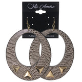 Spike Snake Skin Dangle-Earrings Gold-Tone & White Colored #5151