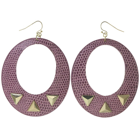 Spike Snake Skin Dangle-Earrings Pink & Gold-Tone Colored #5150