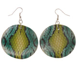 Snake Skin Dangle-Earrings Green & Black Colored #5226