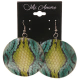 Snake Skin Dangle-Earrings Green & Black Colored #5226