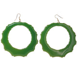 Green & Gold-Tone Colored Acrylic Dangle-Earrings #5119