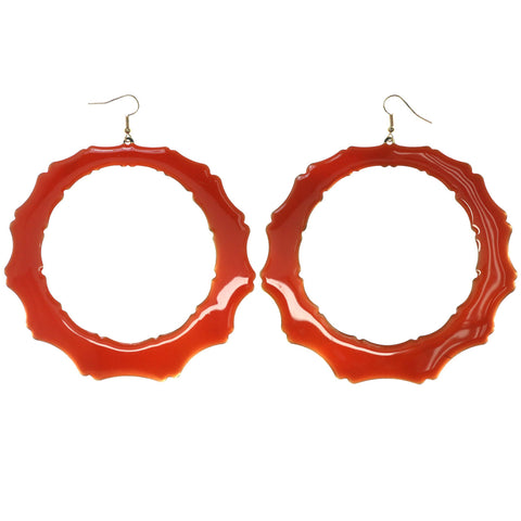 Orange & Gold-Tone Colored Acrylic Dangle-Earrings #5147