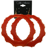 Orange & Gold-Tone Colored Acrylic Dangle-Earrings #5147