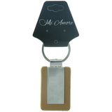 Mi Amore Engravable Split-Ring-Keychain Tan/Silver-Tone