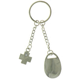 Mi Amore Engravable Cross Split-Ring-Keychain Silver-Tone