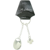 Mi Amore Engravable Cross Split-Ring-Keychain Silver-Tone