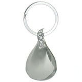 Mi Amore Engravable Tear Drop Split-Ring-Keychain Silver-Tone