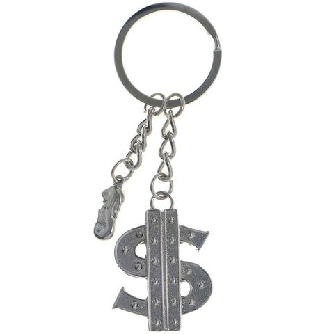 Mi Amore Dollar Sign Sea-Lion Split-Ring-Keychain Silver-Tone