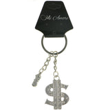 Mi Amore Dollar Sign Sea-Lion Split-Ring-Keychain Silver-Tone