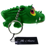Alligator Long Eyelashes Squeeky Split-Ring-Keychain Green/Yellow