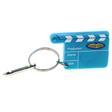 Clap Board Magnifying Glass Extra Clip Split-Ring-Keychain Blue/White