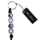 Yin Yang Heart Split-Ring-Keychain White/Black
