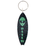Alien Surf Board Split-Ring-Keychain Black/Green