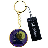 Halloween Haunted Mansion Split-Ring-Keychain Purple/Gold-Tone
