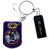 Mini Telephone and Address Book Split-Ring-Keychain Purple/Multicolor