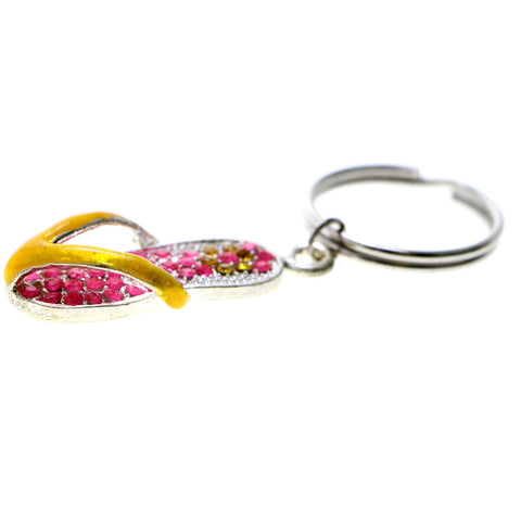 Flower Flip-Flop Split-Ring-Keychain Pink/Yellow