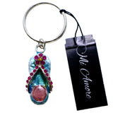 Flower Flip-Flop Split-Ring-Keychain Blue/Pink