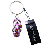 Flower Flip-Flop Split-Ring-Keychain Purple/Pink