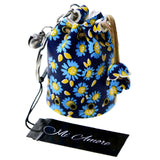 Beachy Flower Hula Bag With Jingle Bell Split-Ring-Keychain Blue/Yellow
