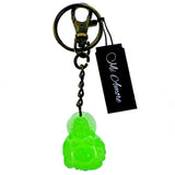 Antiqued Feng Shui Buddah Split-Ring-Keychain W/ Trigger-Snap Green/Gold-Tone