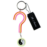 Yin Yang Question Mark Split-Ring-Keychain Red/Green