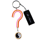 Yin Yang Question Mark Split-Ring-Keychain Red/Yellow