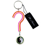 Yin Yang Question Mark Split-Ring-Keychain Red/Green