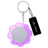 Flower Mirror Grape Lipgloss Comb Split-Ring-Keychain Purple/Silver-Tone